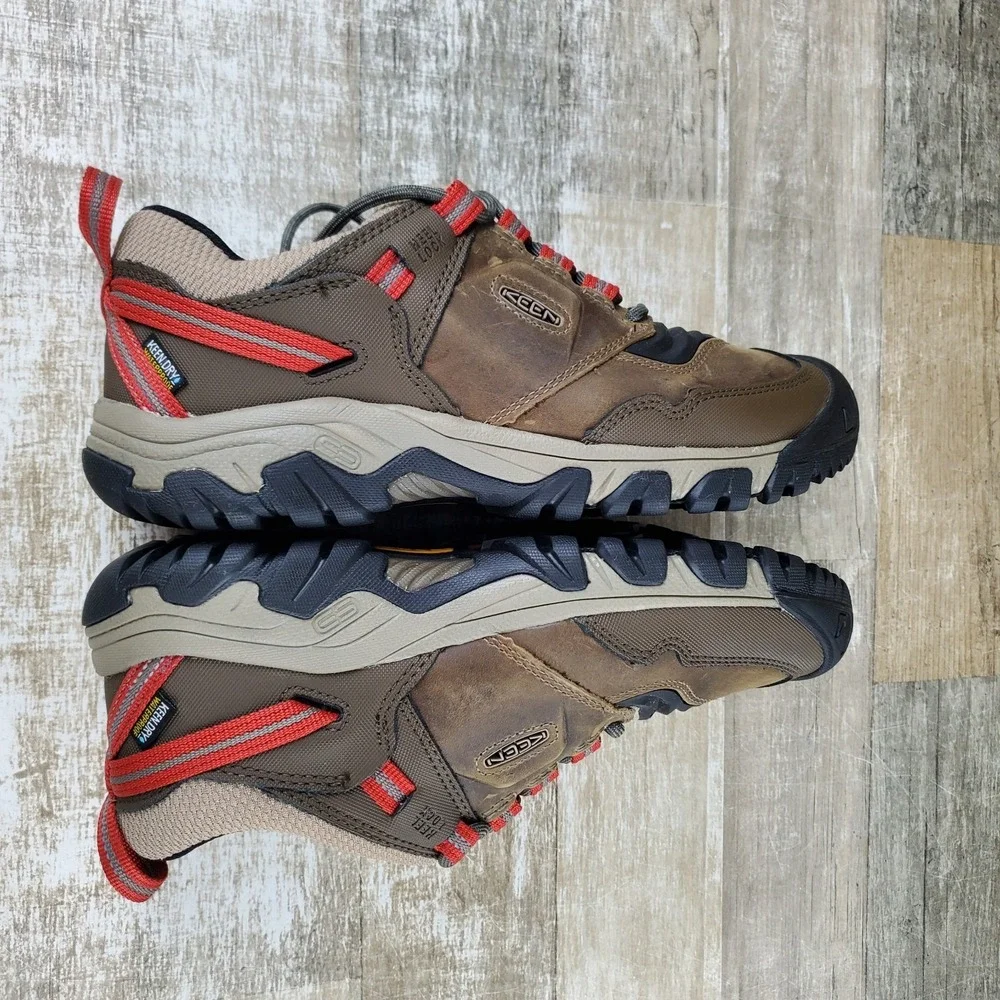 Keen Ridge Flex Mens Hiking Boot 9 Timberwolf Ketchup Lace-Up Low Top Waterproof